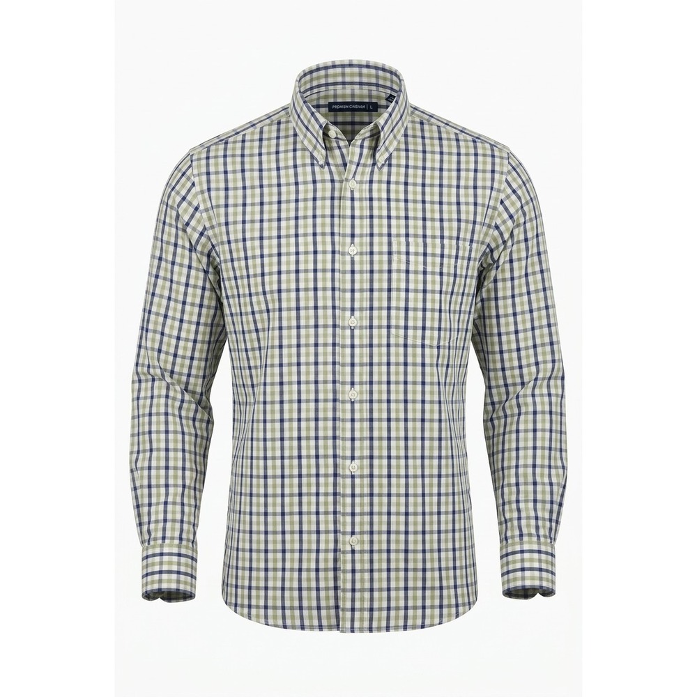 Eddie Bauer Men's Plaid Shirt Size M Relaxed Fit Wrinkle Resistant Button Down C